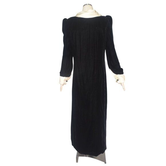 Carolina Herrera Black Velvet Ivory Satin Evening Gown Dress Long Sleeves 14 - Picture 5 of 8
